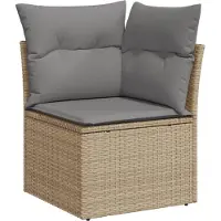 vidaXL Ensemble de salon de jardin 7 pièces avec coussins Beige Poly Rattan