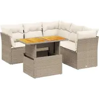 vidaXL Ensemble de salon de jardin 5 pièces avec coussins Beige Poly Rattan
