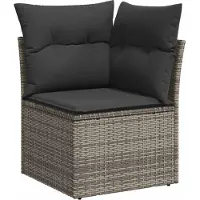vidaXL Ensemble de salon de jardin 7 pièces avec coussins Gris Poly rotin