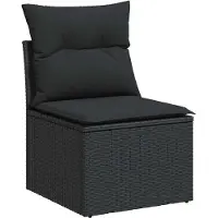 vidaXL Ensemble de salon de jardin 6 pièces avec coussins noir poly rotin