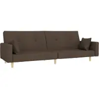 vidaXL Canapé-lit à 2 places avec deux oreillers taupe tissu