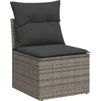 vidaXL Ensemble de salon de jardin 5 pièces avec coussins Gris Poly rotin