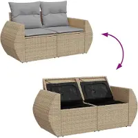 vidaXL Ensemble de canapé de jardin avec coussins 10 pcs Beige et gris clair Poly-Rotin