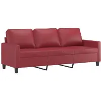 vidaXL Canapé 3 places vin rouge 180 cm similicuir