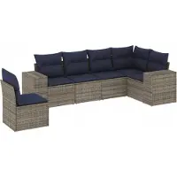 vidaXL Ensemble de 6 canapés de jardin avec coussins, gris, polyrattan