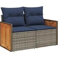 vidaXL Ensemble de 8 canapés de jardin avec coussins, gris, polyrattan