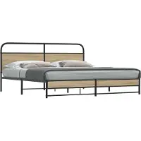 vidaXL Lit métallique sans matelas chêne fumé 180x200 cm