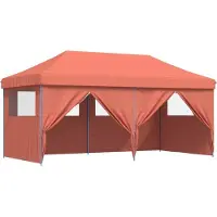 vidaXL Tente de réception pliante Pop-Up avec 4 panneaux latéraux rouge terracotta