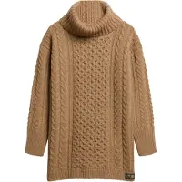 Superdry pour femme. W8011743A Robe en tricot tressé marron (S), Casuel, Acrylique, Manche longue