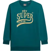 Superdry pour femme. W8011755A Robe en tissu sweat avec logo Luxe métallique vert (S/M), Casuel, Coton, Manche longue, Durable