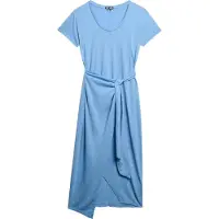 Superdry Femme Robe Portefeuille Midi Flammée Bleu Taille: 40
