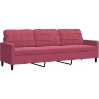 vidaXL Canapé 3 places vin rouge 210 cm velours