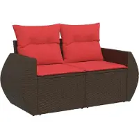 vidaXL Ensemble de 9 canapés de jardin avec coussins, marron, polyrattan