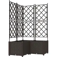 vidaXL Bac à fleurs avec Treillis 3 pcs Marron 80 x 80 x 143 cm PP