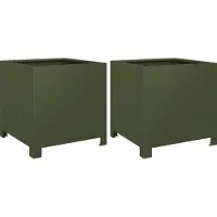 vidaXL Jardinières 2 pcs vert olive 40x40x40 cm acier