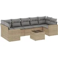 vidaXL Ensemble de jardin canapé 8 pièces avec coussins Gris Poly rotin