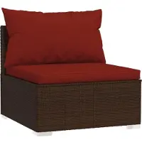 vidaXL Ensemble de salon de jardin 7 pièces avec coussins Poly rotin brun
