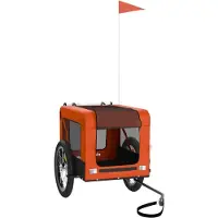 vidaXL Remorque pour vélo Chiens Orange et noir Tissu Oxford & fer