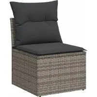vidaXL ensemble de salon de jardin 7 pièces avec coussins Gris Poly Rattan