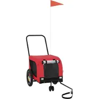 vidaXL Remorque pour vélo Chiens Rouge et Noir Tissu Oxford & Fer
