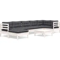 vidaXL Ensemble salon de jardin 8 pièces avec coussins blanc pin massif