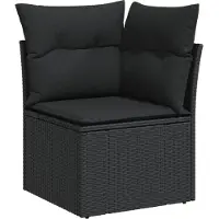 vidaXL Ensemble de salon de jardin 11 pièces avec coussins noir poly rotin