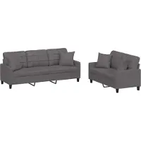 vidaXL Ensemble de canapés 2 pièces avec coussins Gris Similicuir