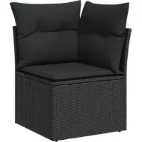 vidaXL ensemble de salon de jardin 7 pièces avec coussins Noir Poly Rattan
