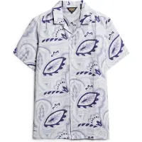 Superdry pour homme. M4010810A Chemise en lin imprimé blanc (M), Casuel, Manche courte