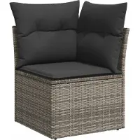 vidaXL Ensemble de jardin canapé 8 pièces avec coussins Gris Poly rotin