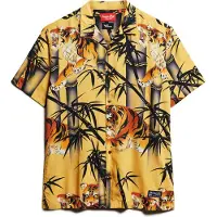 Superdry pour homme. M4010740A Chemise Hawaiian Resort jaune (M), Casuel, Coton, Manche courte