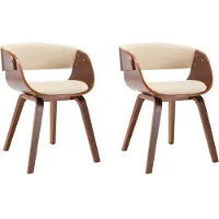 vidaXL Chaise de salle à manger 2 pcs. Crème bois courbé et similicuir