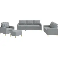 vidaXL Ensemble de canapés 4 pièces avec coussins Tissu gris clair