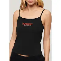 Superdry pour femme. W6011836A T-shirt avec logo Sportswear, noir (XS), Casuel, Coton, Sans manches / bretelles