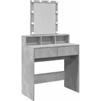 vidaXL Coiffeuse avec éclairage LED gris béton 80x41x144,5 cm