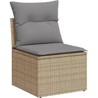 vidaXL Ensemble de salon de jardin 3 pièces avec coussins Beige Poly Rattan