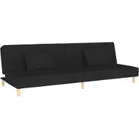 vidaXL Canapé-lit à 2 places avec deux oreillers noir tissu
