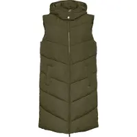 Pieces Jamilla Long Vest Vert L Femme