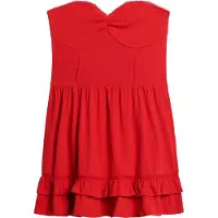 Superdry Femme Coton À Volants Bustier En Dentelle Esprit Années 50 Mini Robe, Rouge - Taille: 42