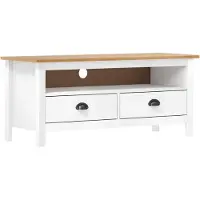 vidaXL Armoire TV Hill Blanc 110x40x47 cm Pin massif
