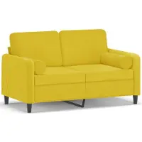 vidaXL Canapé 2 places avec oreillers décoratifs jaune 120 cm velours