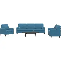 vidaXL Ensemble de canapés 3 pièces avec coussins et traversins Bleu velours