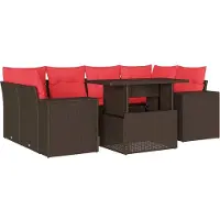 vidaXL Ensemble de 7 canapés de jardin avec coussins, marron, polyrattan