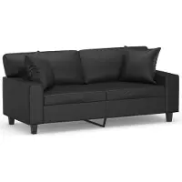 vidaXL Canapé 2 places avec oreillers décoratifs noir 140cm similicuir