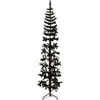 vidaXL Demi sapin de Noël artificiel mince avec support Noir 180 cm