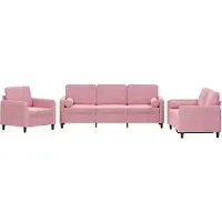 vidaXL Ensemble de canapés 3 pièces avec coussins Rose velours