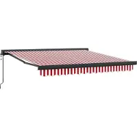 vidaXL Store à enrouleur rouge et blanc 300 x 250 cm en tissu et métal