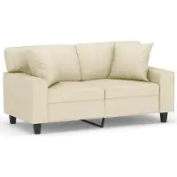 vidaXL Canapé 2 places avec coussins décoratifs Crème 120 cm Similicuir