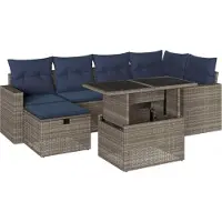 vidaXL Ensemble de 7 canapés de jardin avec coussins, gris, polyrattan