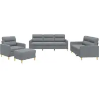 vidaXL Ensemble de canapés 4 pièces avec coussins Tissu gris clair